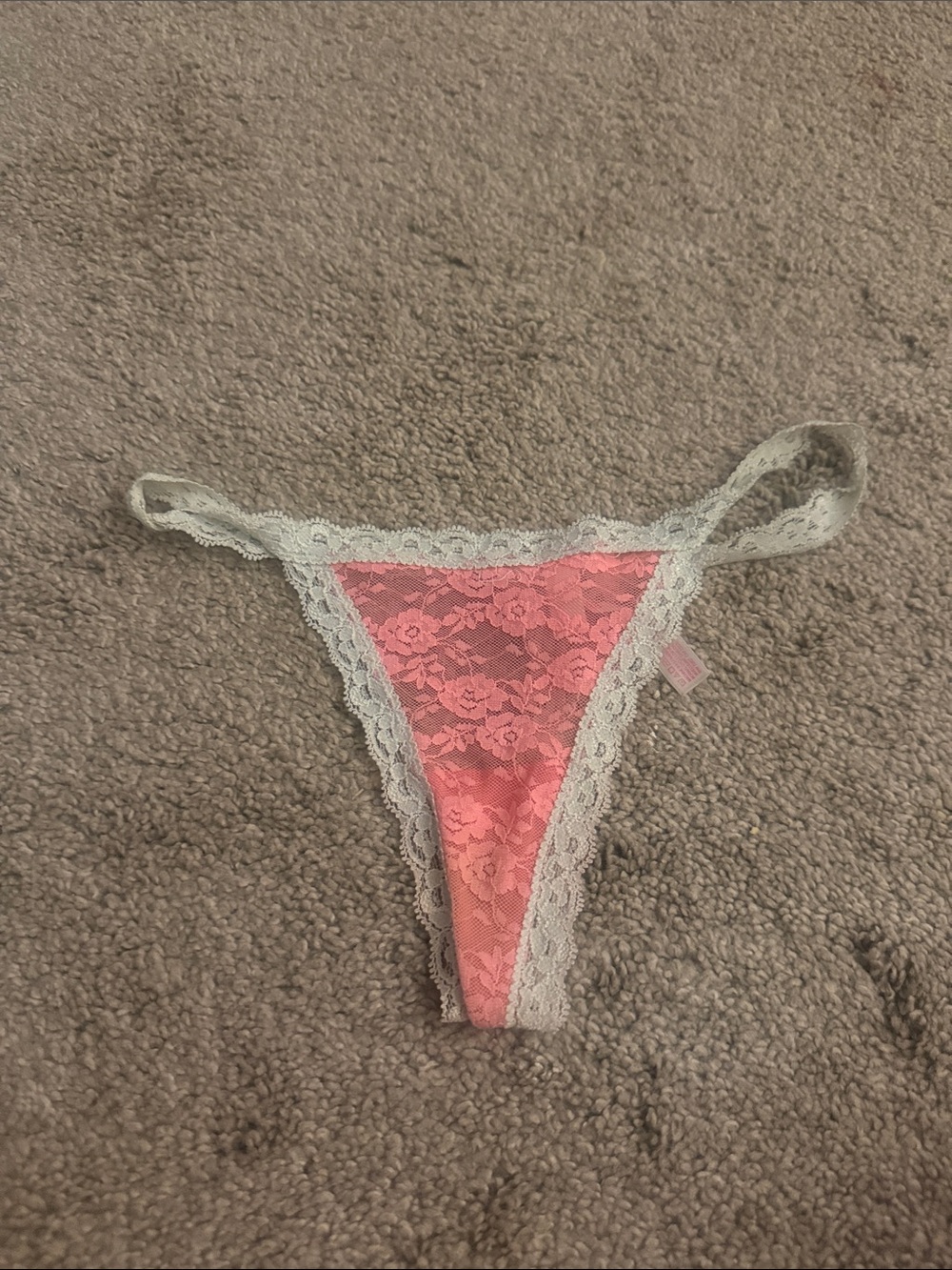Victoria's Secret Pink Lace Thong with Mauve Trim